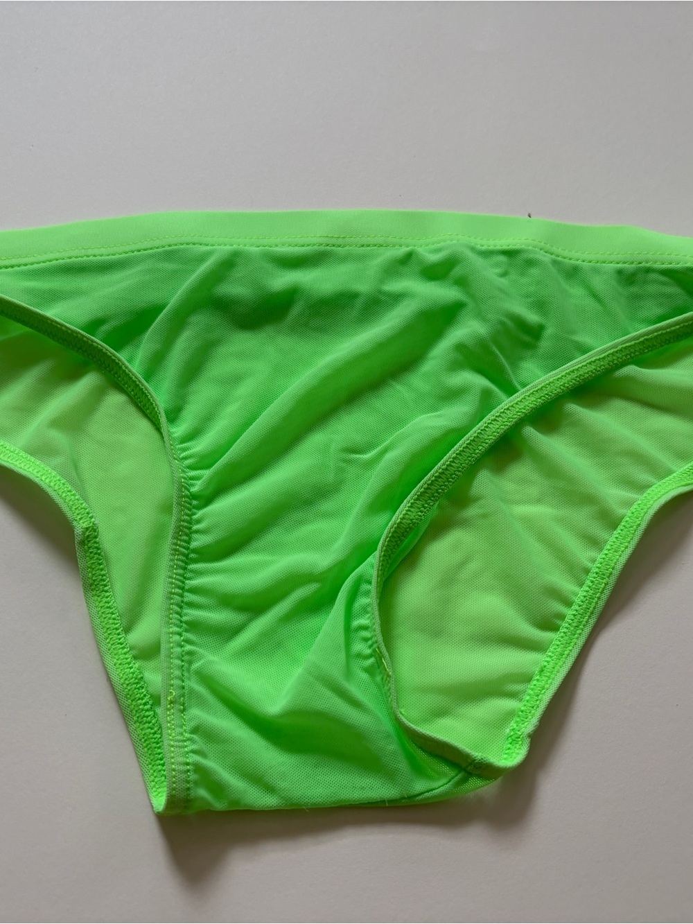 Men's Neon Green Sheer Briefs - Lightweight Comfort - Picture 1 of 1